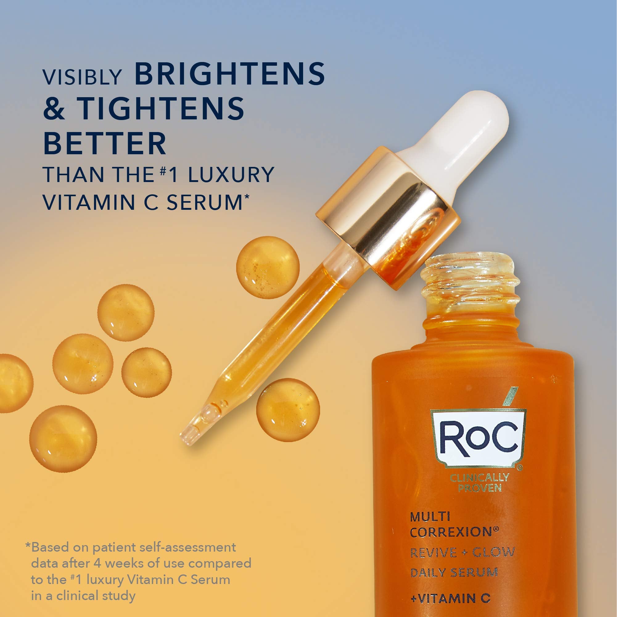 RoC Multi Correxion Revive + Glow Vitamin C Serum, Daily Anti-Aging Wrinkle and Skin Tone Skin Care Treatment, 1 Fluid Ounce